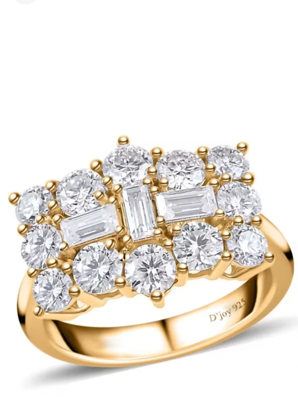 Moissanite Boat Ring in Vermeil Yellow Gold Over Sterling Silver